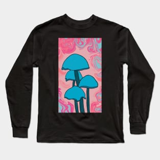 Groovy Blue Mushroom Quartet Long Sleeve T-Shirt